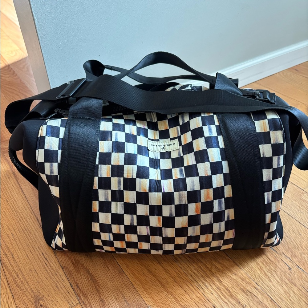 MacKenzie-Childs Checkered Travel Bag in Black and White
